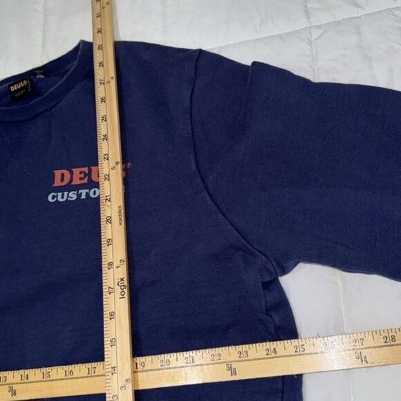 Deus Ex Machina Navy Sweatshirt XXL Recycled Cotton Mens Pullover Crewneck - Picture 9 of 9